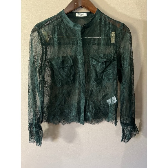 Equipment Sheer Green Lace Top - Picture 1 of 4